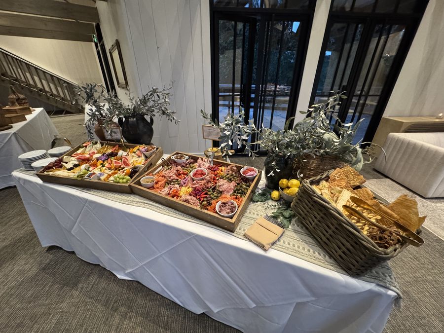 Charcuterie buffet with cheese, cured meats and crackers