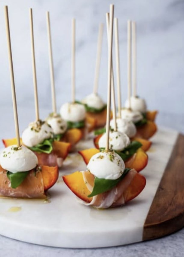 Inspiration: prosciutto, peach and mozzarella skewers